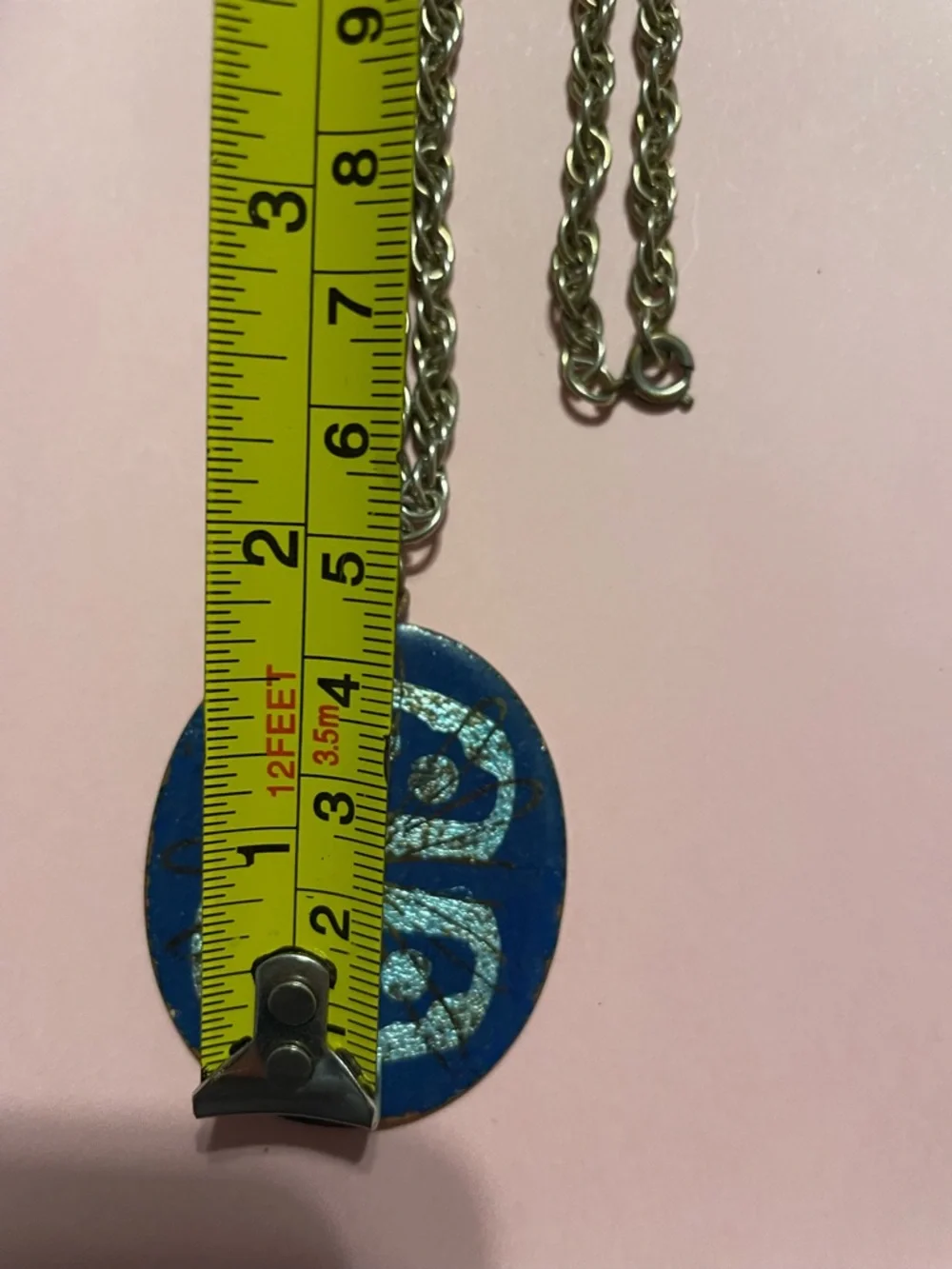Abstract Vintage 50s Enamel on Copper MCM Pendant on Chain #9639 - Picture 5 of 9